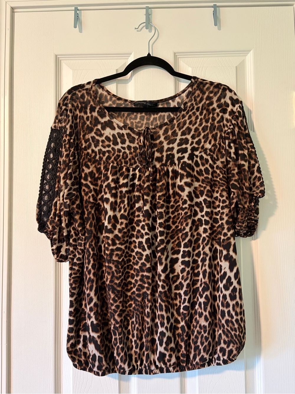 Adrienne Vittadini Leopard Print Blouse in Brown and Black